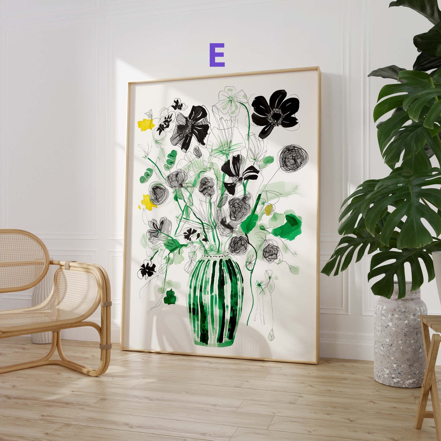Blumen Poster · Geschenkidee · Romantische Wildblumen und Pastellblüten in Künstlerischer Aquarellmalerei · Dekoprint ohne Rahmen