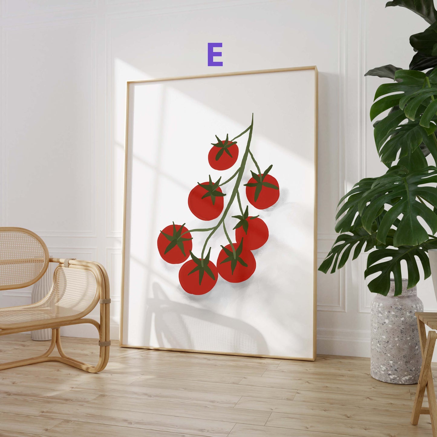Obst Stillleben Poster · Geschenkidee · Früchte, Tomaten und Blumen in moderner Kunst · Dekoprint ohne Rahmen