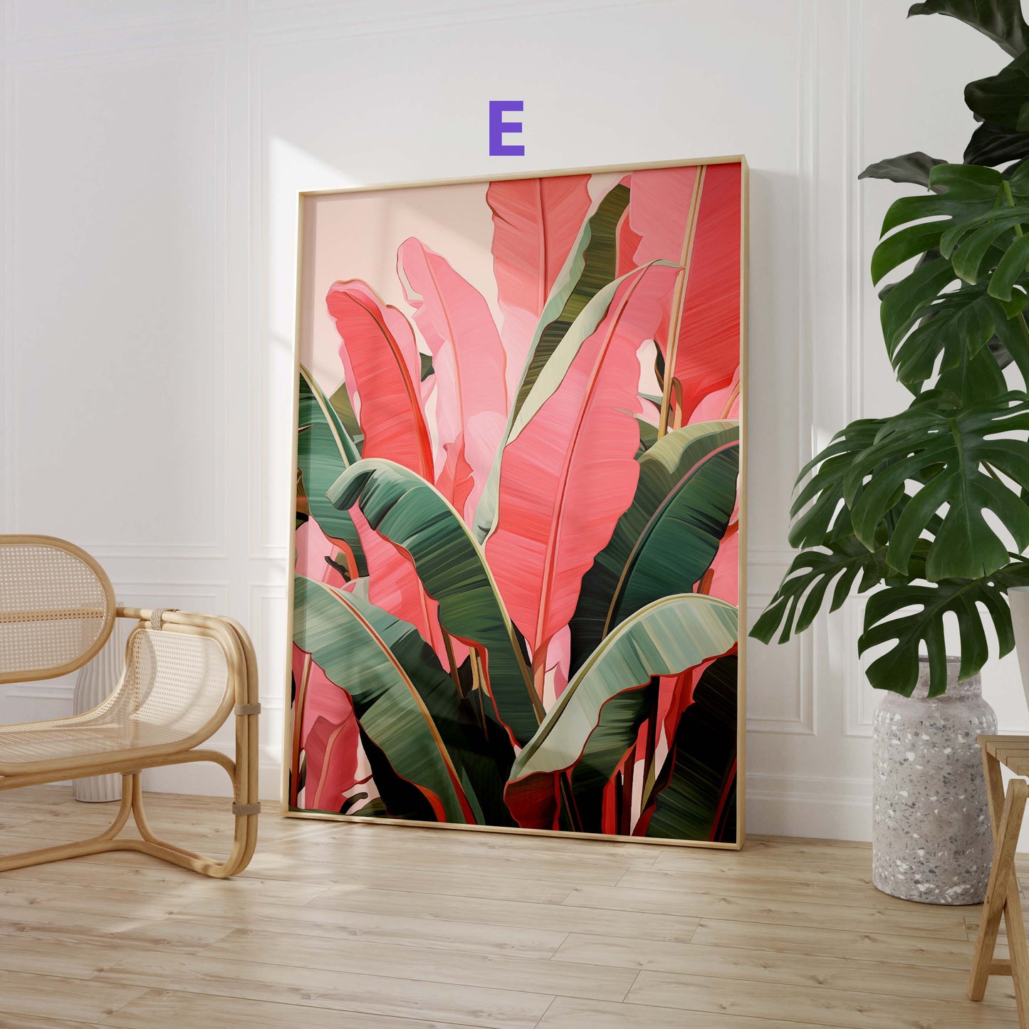 Dschungel Poster · Geschenkidee · Papageien Palmen Botanische Aquarellkunst · Wohnzimmer Dekoprint ohne Rahmen