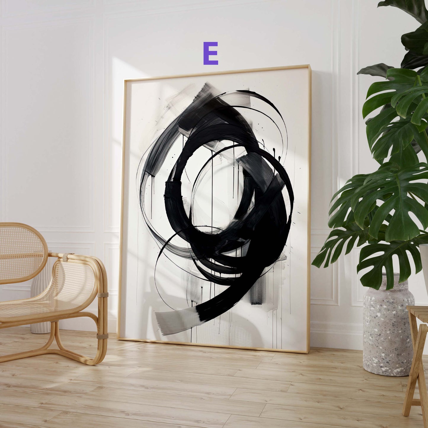 Abstrakte Moderne Poster · Schwarz Weiß Beige Geometrische Wandkunst · Minimalistische Wohnzimmer Deko · Print ohne Rahmen