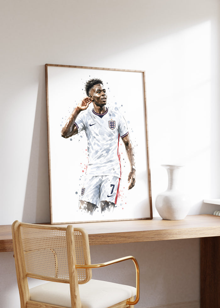 England Fußball Poster auf Premium Baumwolle