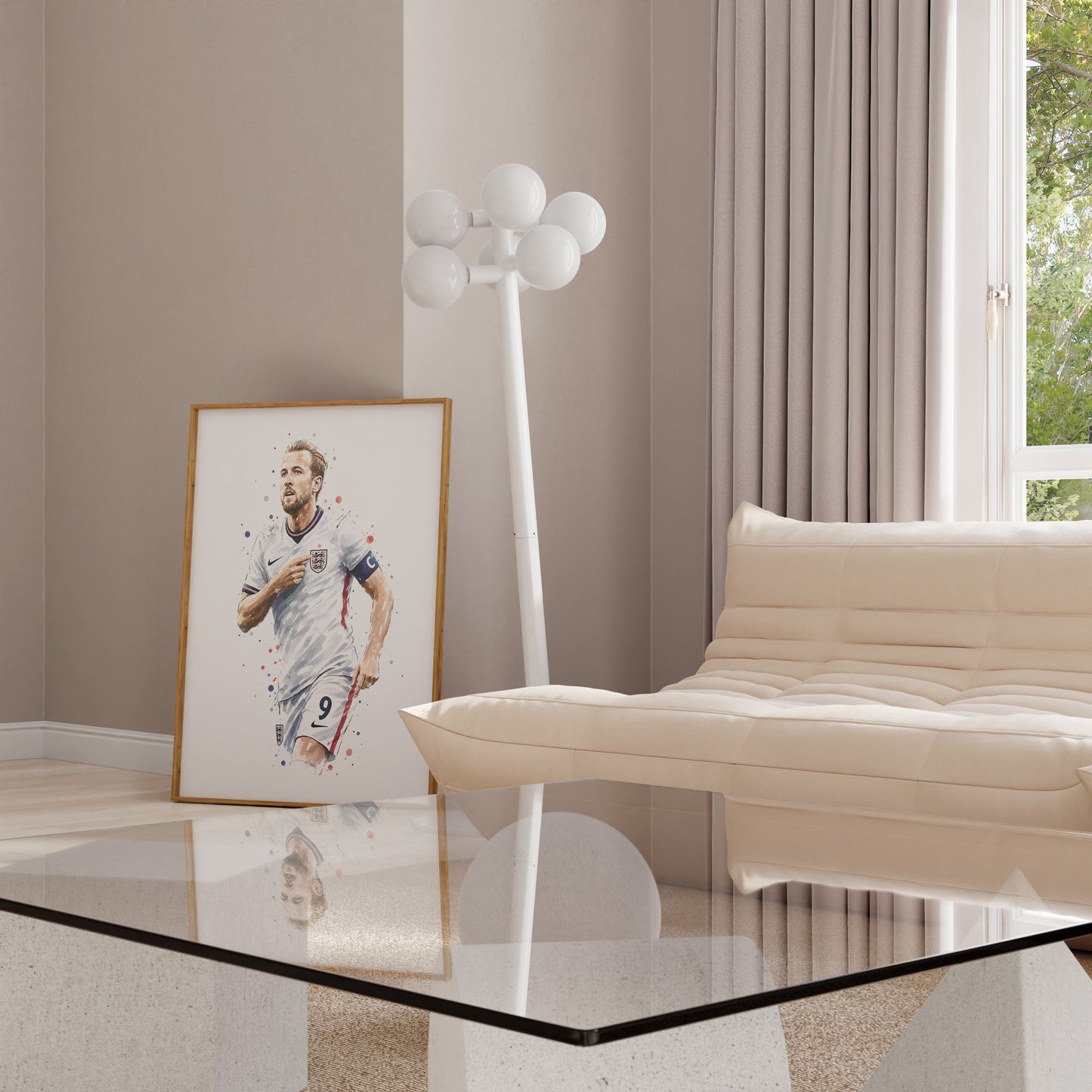 Fußball Poster England Spieler · Geschenkidee · Aquarell Sport Wandbild · Deko Print ohne Rahmen