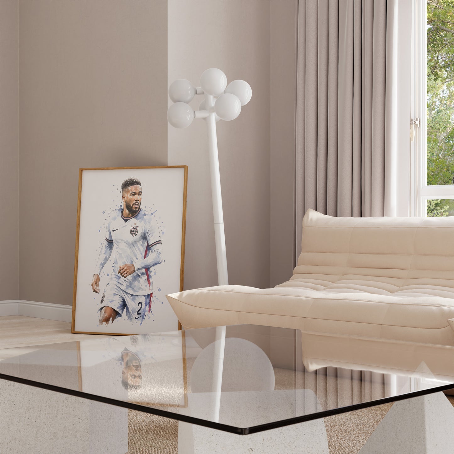 Fußball Poster England Spieler · Geschenkidee · Aquarell Sport Wandbild · Deko Print ohne Rahmen