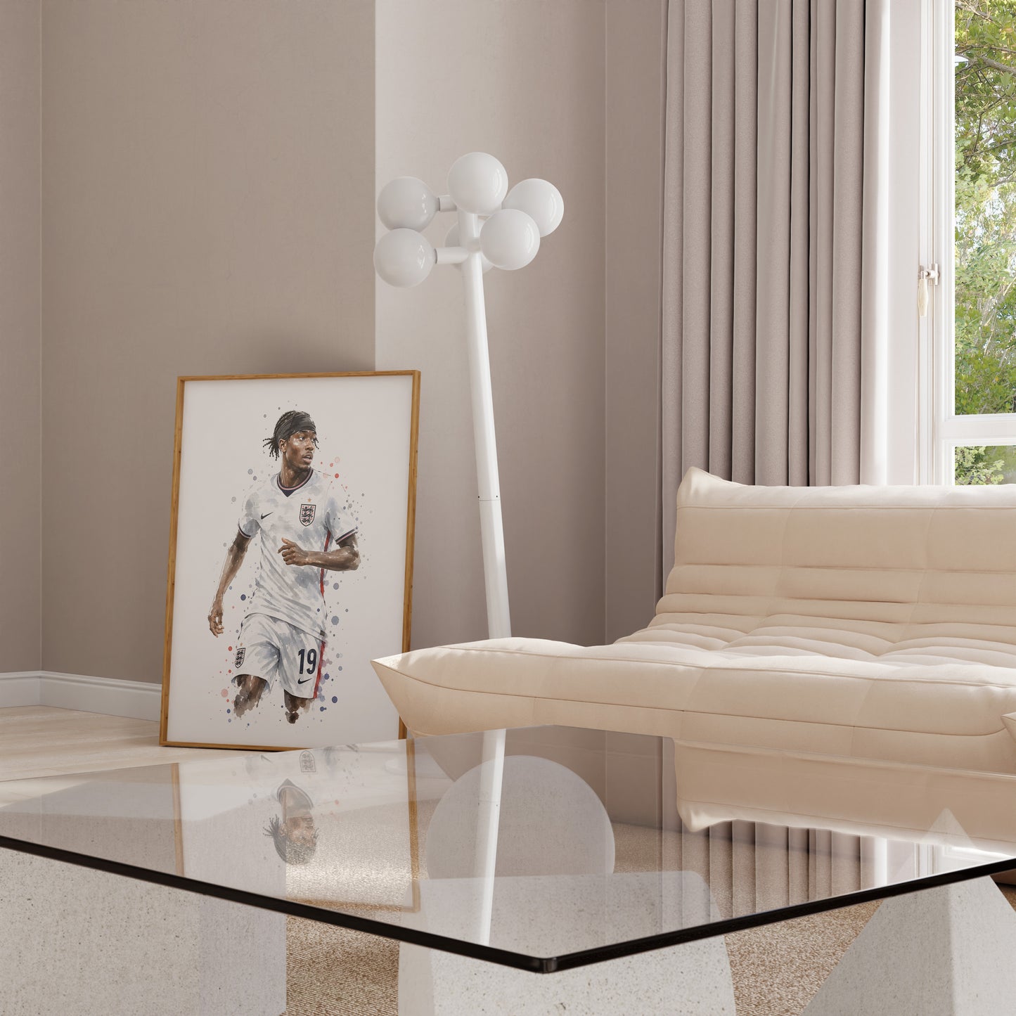Fußball Poster England Spieler · Geschenkidee · Aquarell Sport Wandbild · Deko Print ohne Rahmen