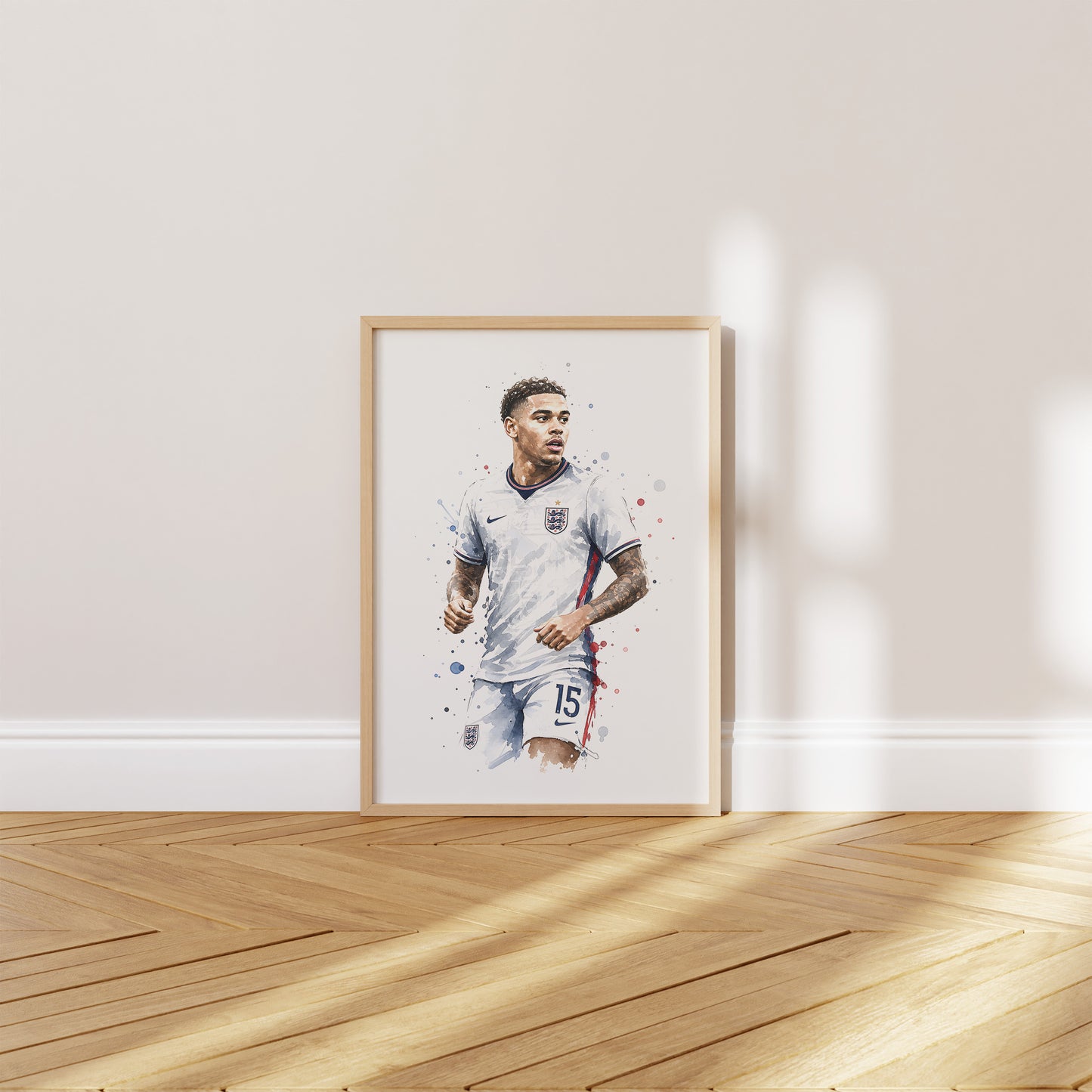 Fußball Poster England Spieler · Geschenkidee · Aquarell Sport Wandbild · Deko Print ohne Rahmen