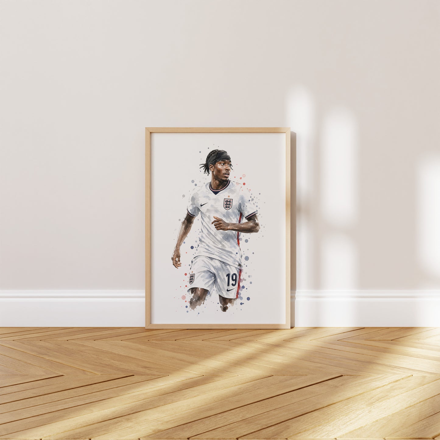 Fußball Poster England Spieler · Geschenkidee · Aquarell Sport Wandbild · Deko Print ohne Rahmen