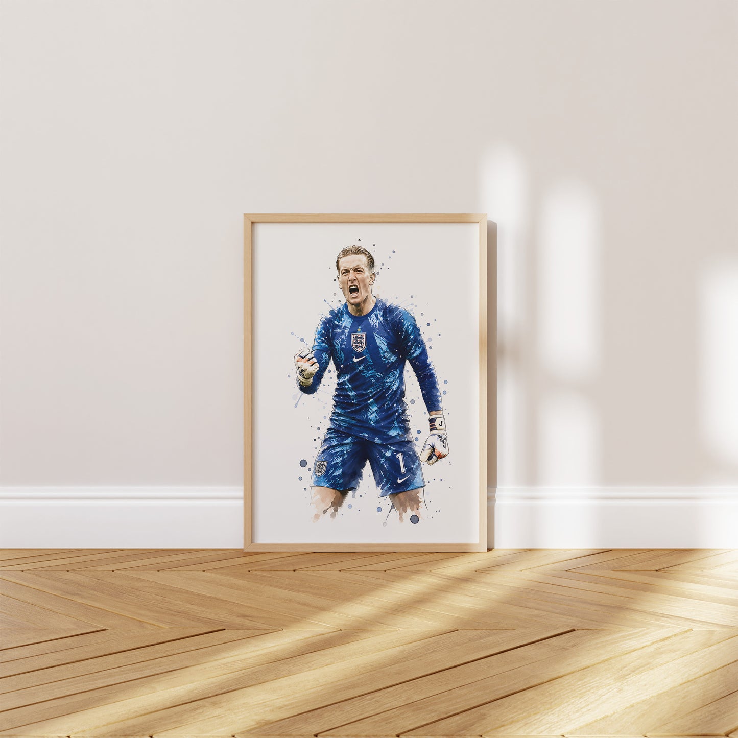 Fußball Poster England Spieler · Geschenkidee · Aquarell Sport Wandbild · Deko Print ohne Rahmen