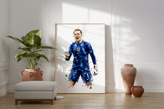 Fußball Poster England Spieler · Geschenkidee · Aquarell Sport Wandbild · Deko Print ohne Rahmen