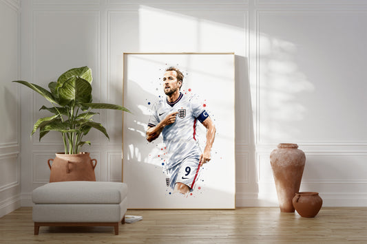 Fußball Poster England Spieler · Geschenkidee · Aquarell Sport Wandbild · Deko Print ohne Rahmen