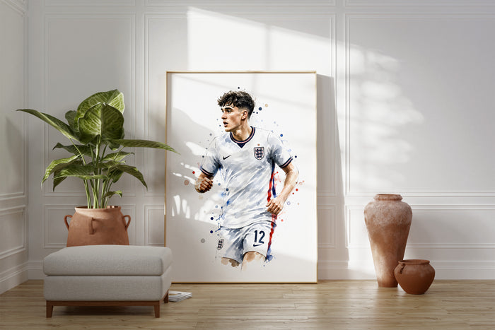 England Fussball Poster auf edlem Baumwoll-Canvas