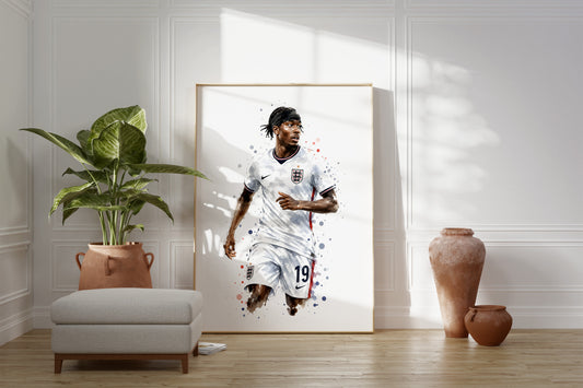 Fußball Poster England Spieler · Geschenkidee · Aquarell Sport Wandbild · Deko Print ohne Rahmen