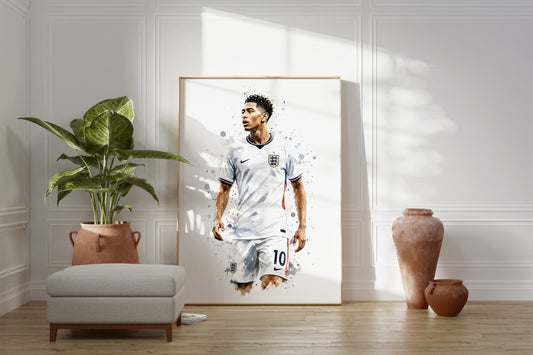 Fußball Poster England Spieler · Geschenkidee · Aquarell Sport Wandbild · Deko Print ohne Rahmen