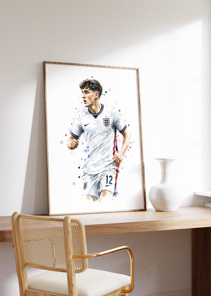 England Fussball Poster auf edlem Baumwoll-Canvas