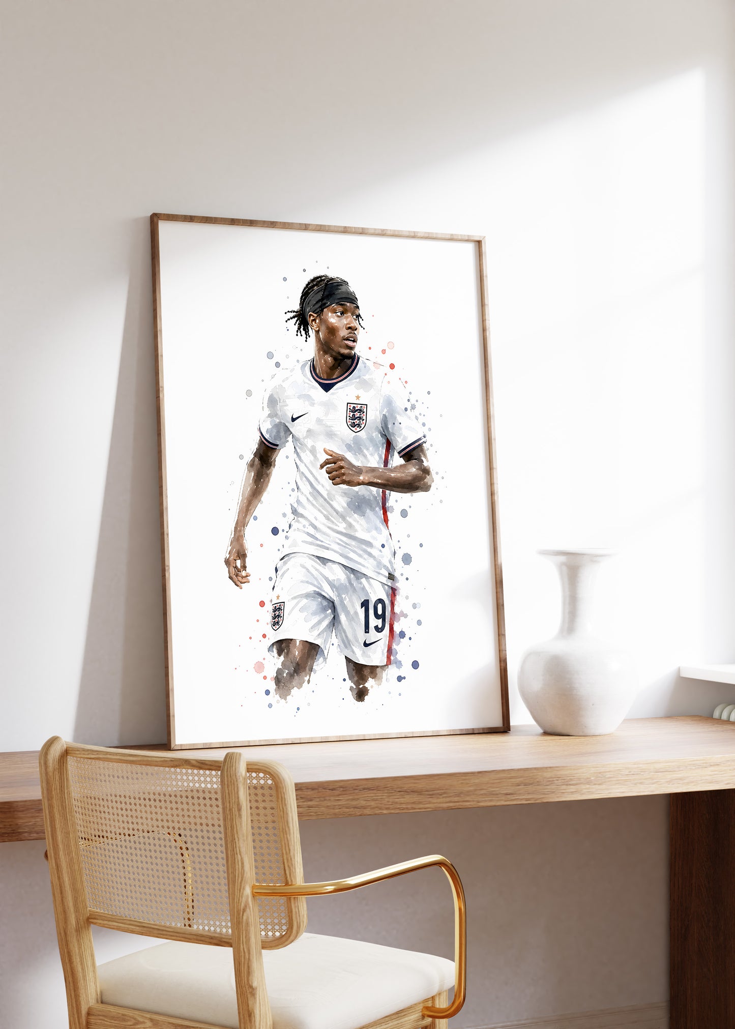 Fußball Poster England Spieler · Geschenkidee · Aquarell Sport Wandbild · Deko Print ohne Rahmen