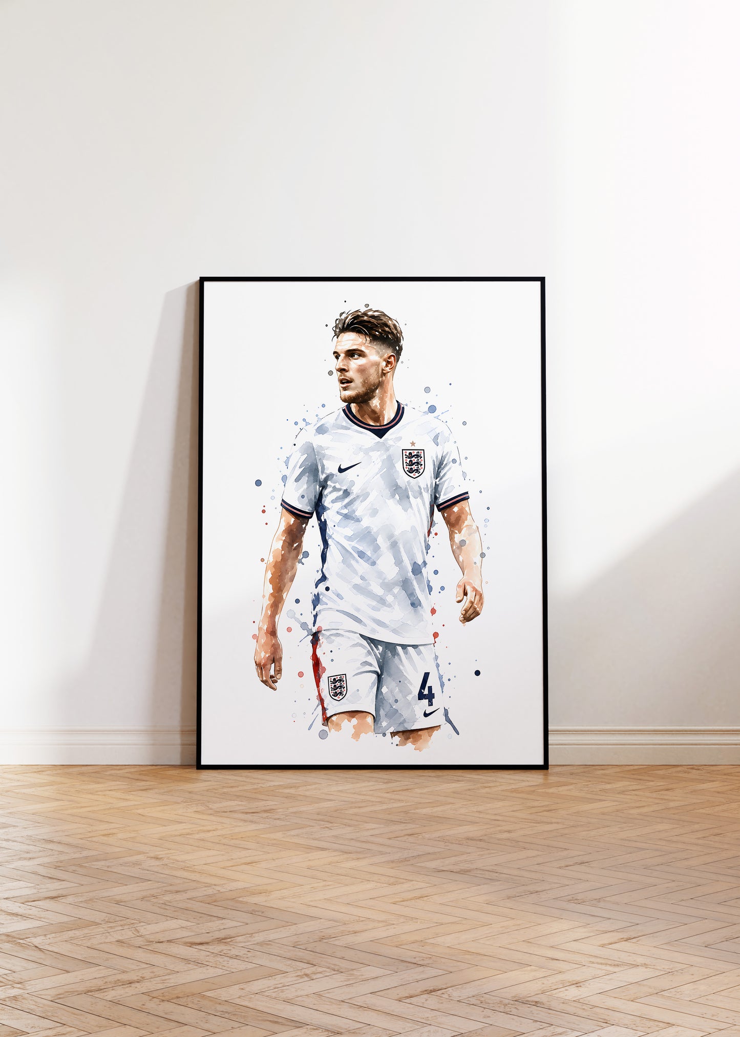Fußball Poster England Spieler · Geschenkidee · Aquarell Sport Wandbild · Deko Print ohne Rahmen