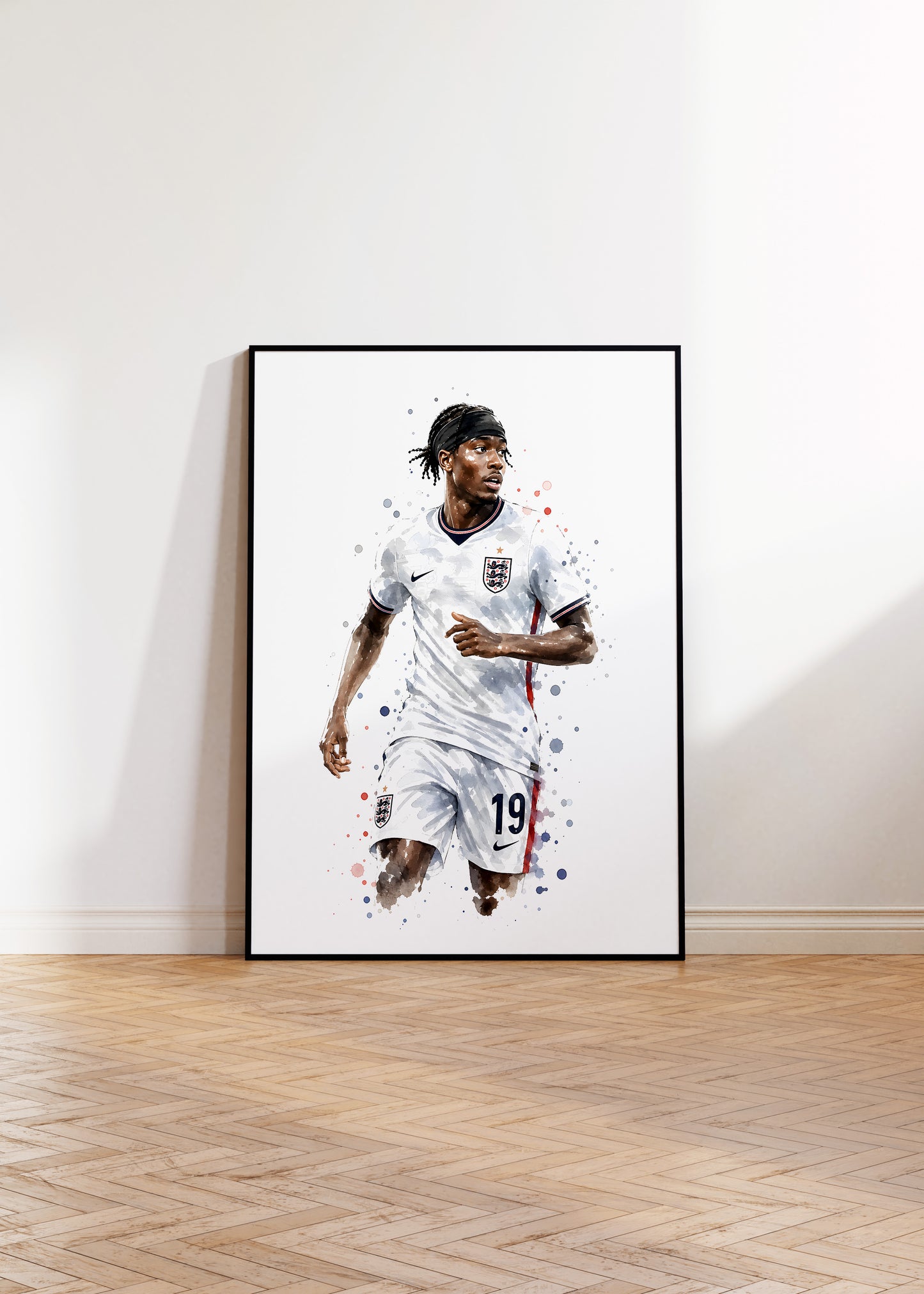 Fußball Poster England Spieler · Geschenkidee · Aquarell Sport Wandbild · Deko Print ohne Rahmen