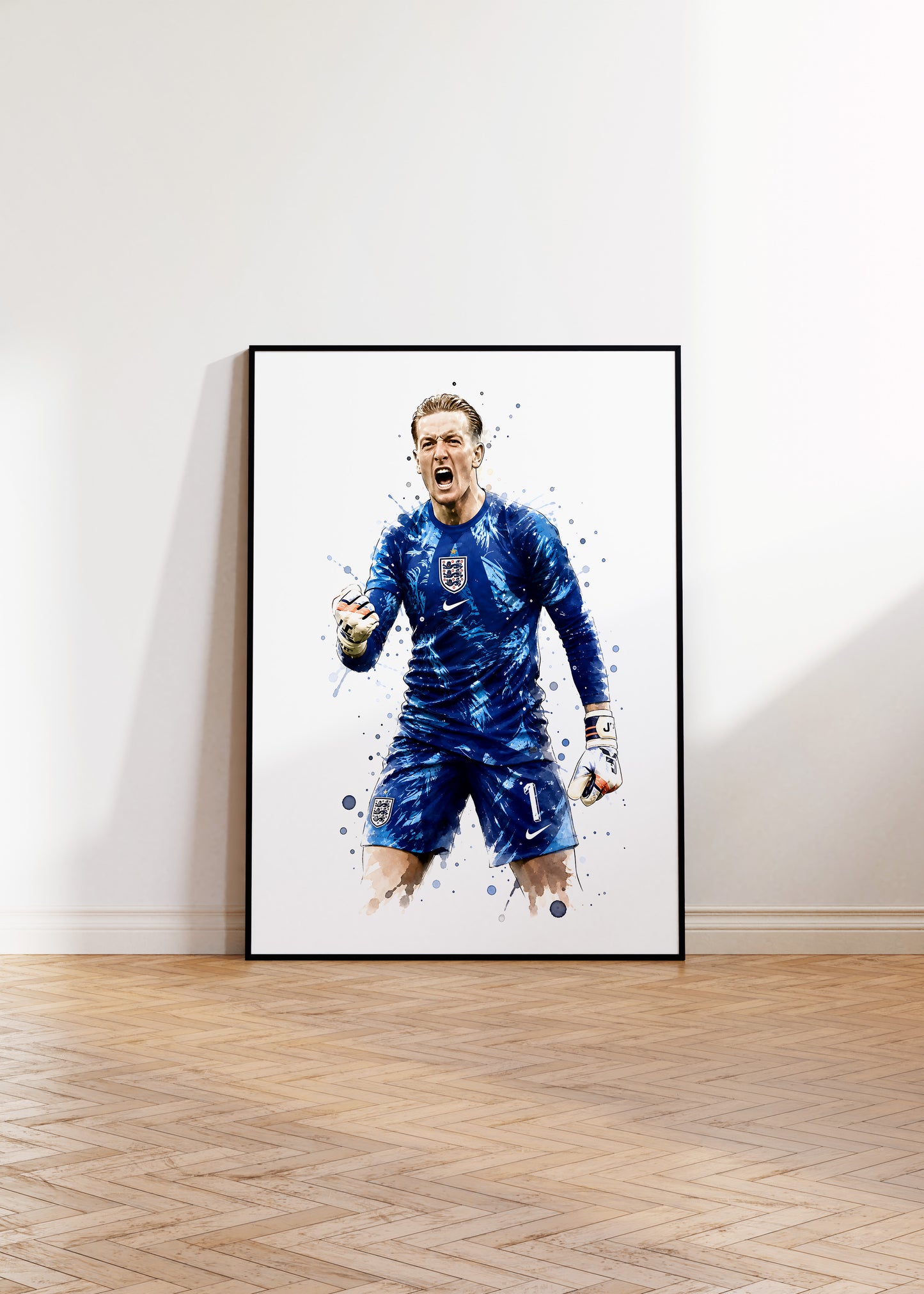 Fußball Poster England Spieler · Geschenkidee · Aquarell Sport Wandbild · Deko Print ohne Rahmen
