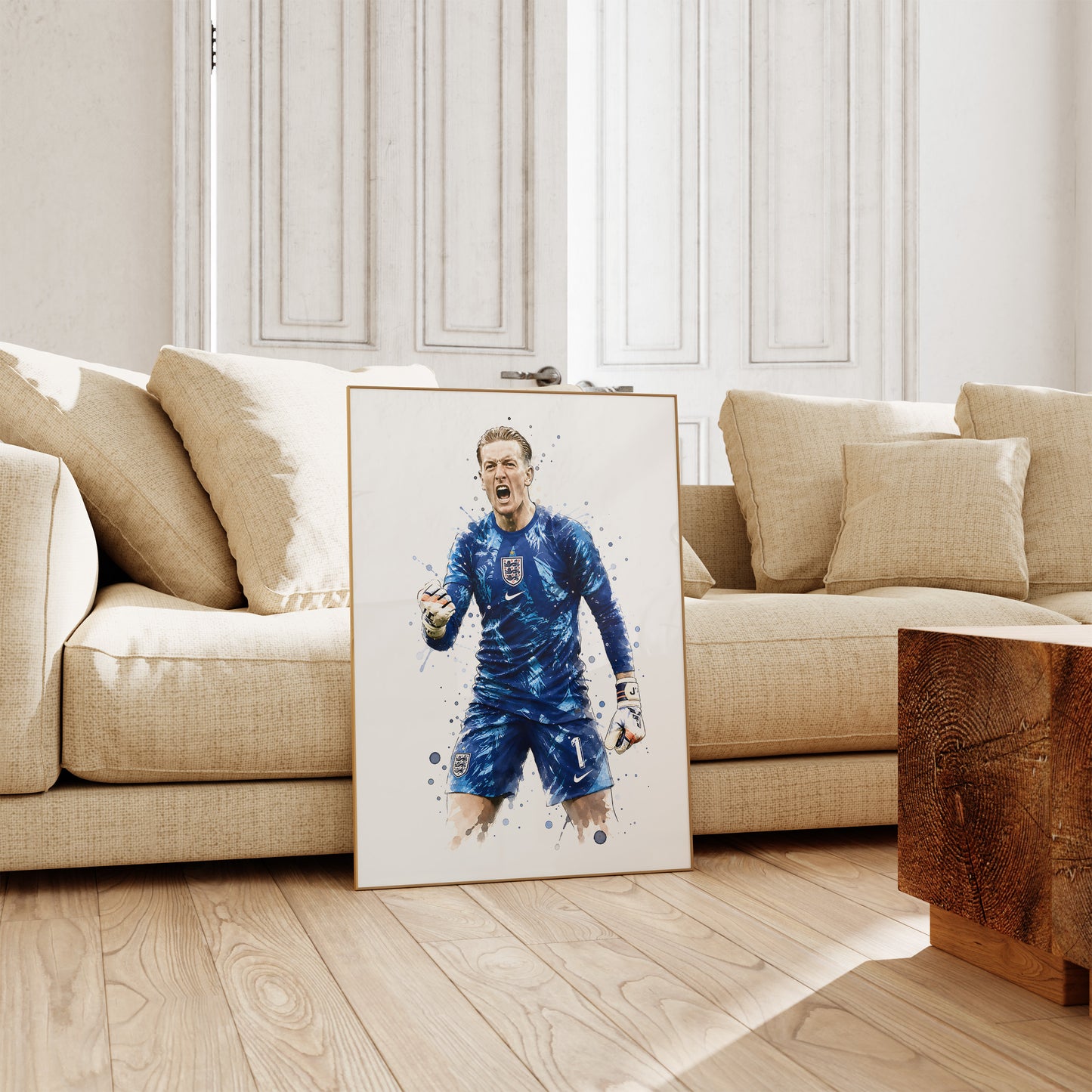 Fußball Poster England Spieler · Geschenkidee · Aquarell Sport Wandbild · Deko Print ohne Rahmen