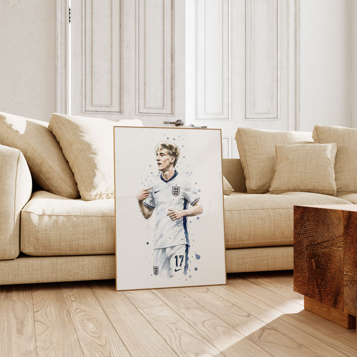 England Fußball Poster auf edlem Baumwoll-Canvas
