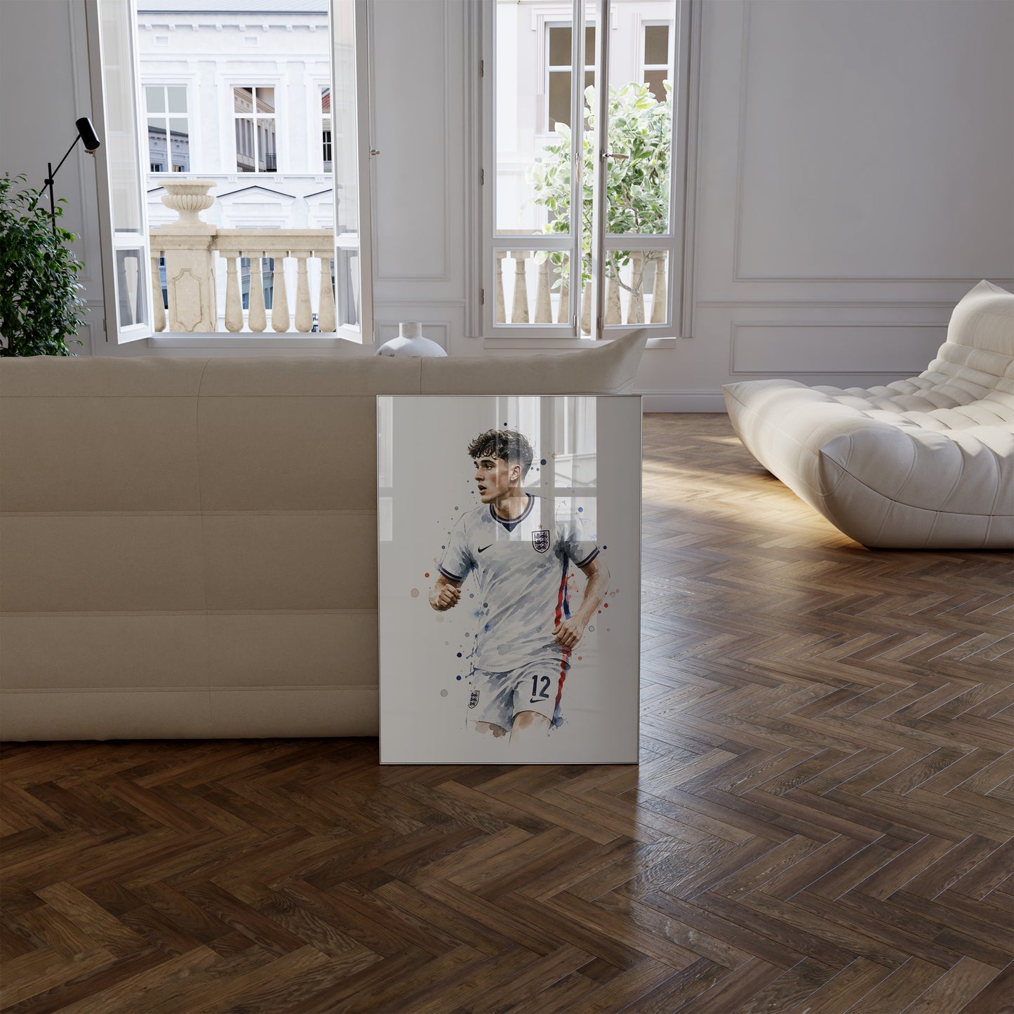Fußball Poster England Spieler · Geschenkidee · Aquarell Sport Wandbild · Deko Print ohne Rahmen