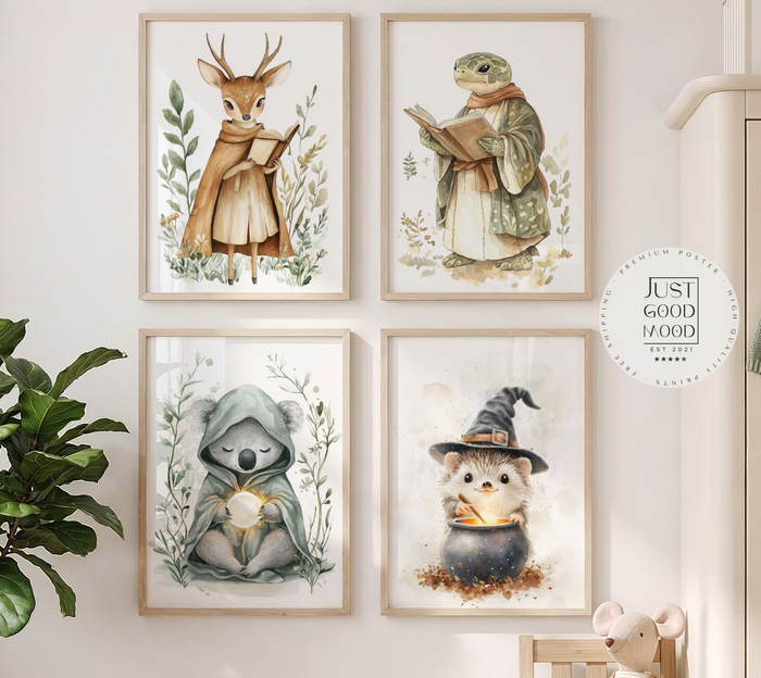 Waldtiere Aquarell Poster für Kinderzimmer