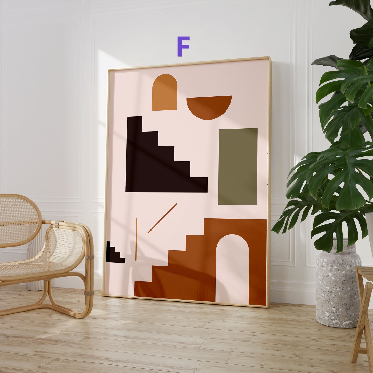 Boho Frauen Poster · Geschenkidee · Terrakotta, Minimalistische Figuren und Abstrakte Formen · Dekoprint ohne Rahmen