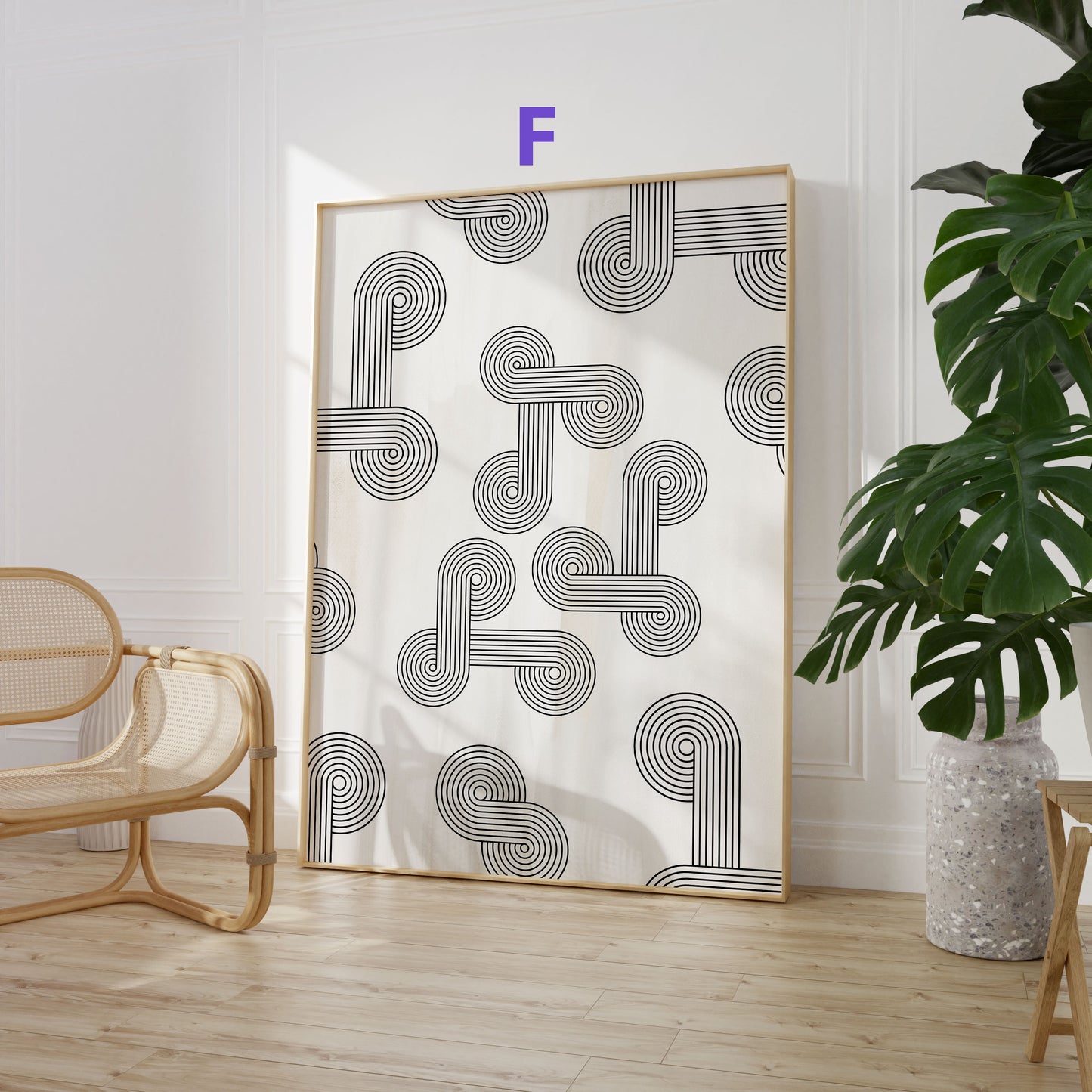 Abstrakte Bögen Poster · Geschenkidee · Minimalistische geometrische Linienkunst in Schwarz und Grau · Dekoprint ohne Rahmen