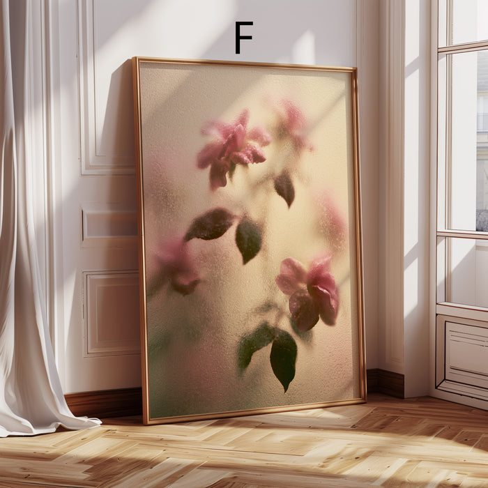 Geschenkidee · Rosen hinter Glas und Wassertropfen Poster Ästhetische Natur Fotografie · Dekoprint ohne Rahmen | JUSTGOODMOOD