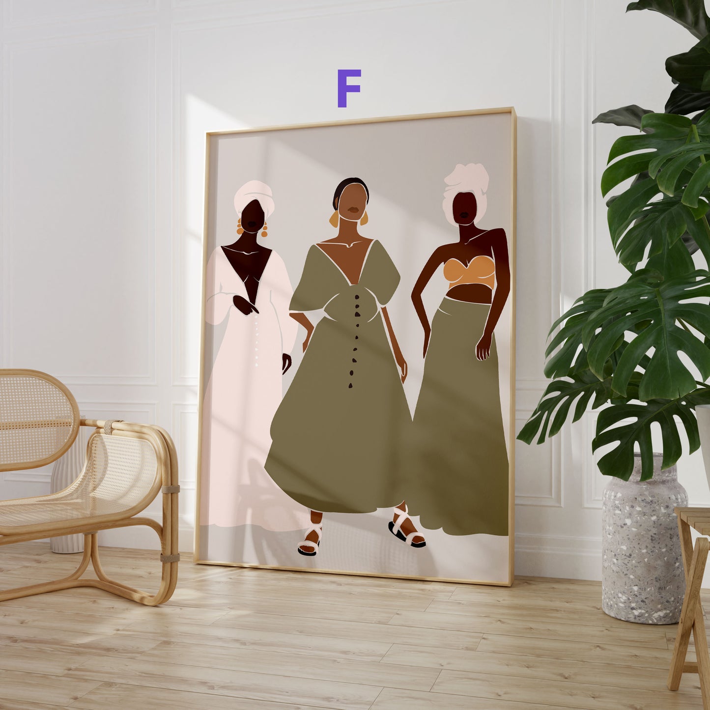 Boho Frauen Poster · Geschenkidee · Terrakotta, Wüstenkunst und Abstrakte Figuren · Dekoprint ohne Rahmen