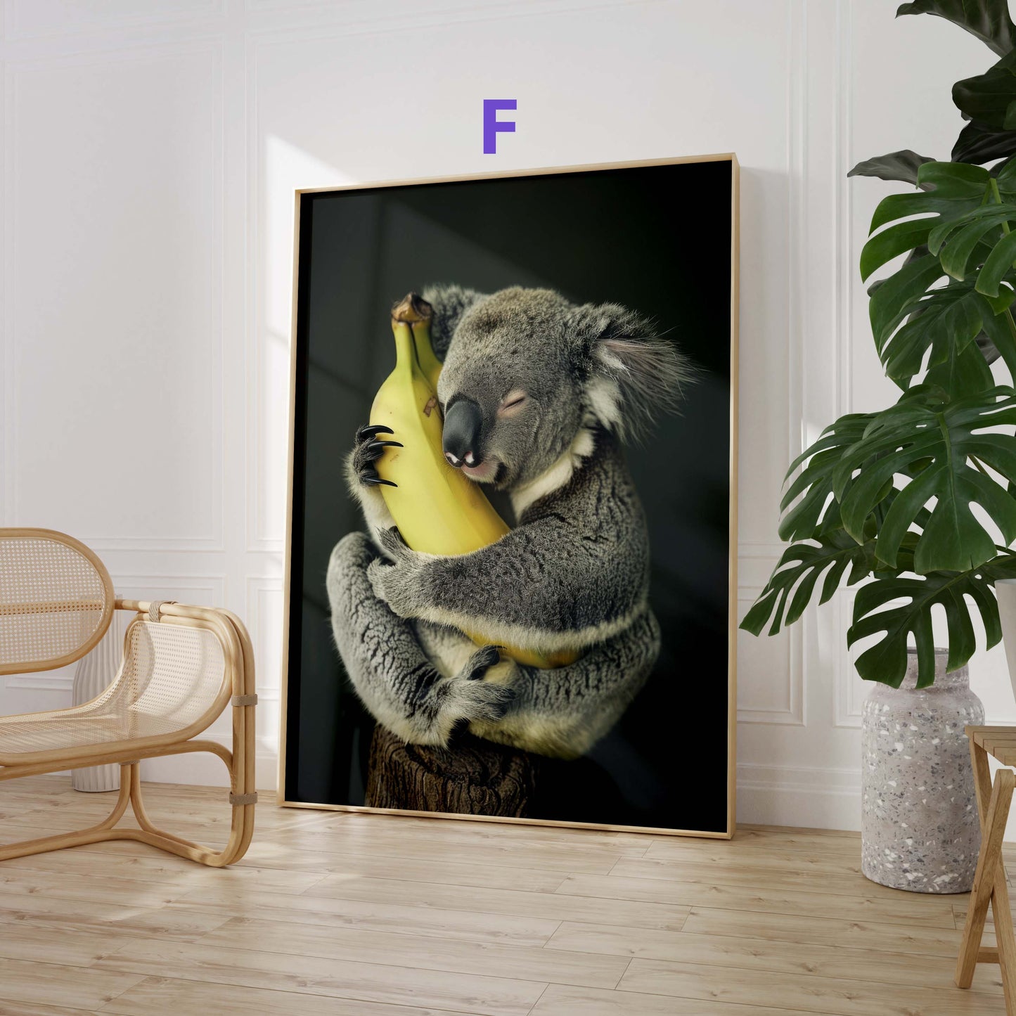 Niedliche Tierporträts Poster · Geschenkidee · Koala, Hase, Kaninchen und Kletterbeutler · Dekoprint ohne Rahmen