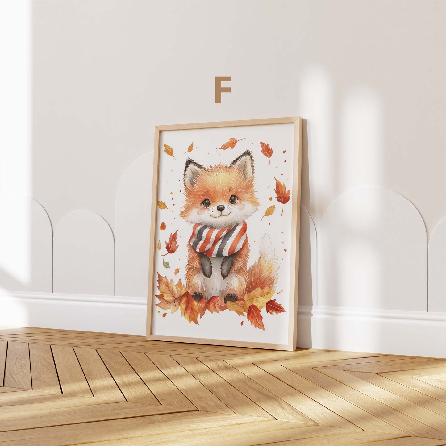 Niedliches Waldtier Poster · Geschenkidee · Aquarell Illustration mit Fuchs Waschbär Eichhörnchen und Reh · Kinderzimmer Wanddeko · Print ohne Rahmen