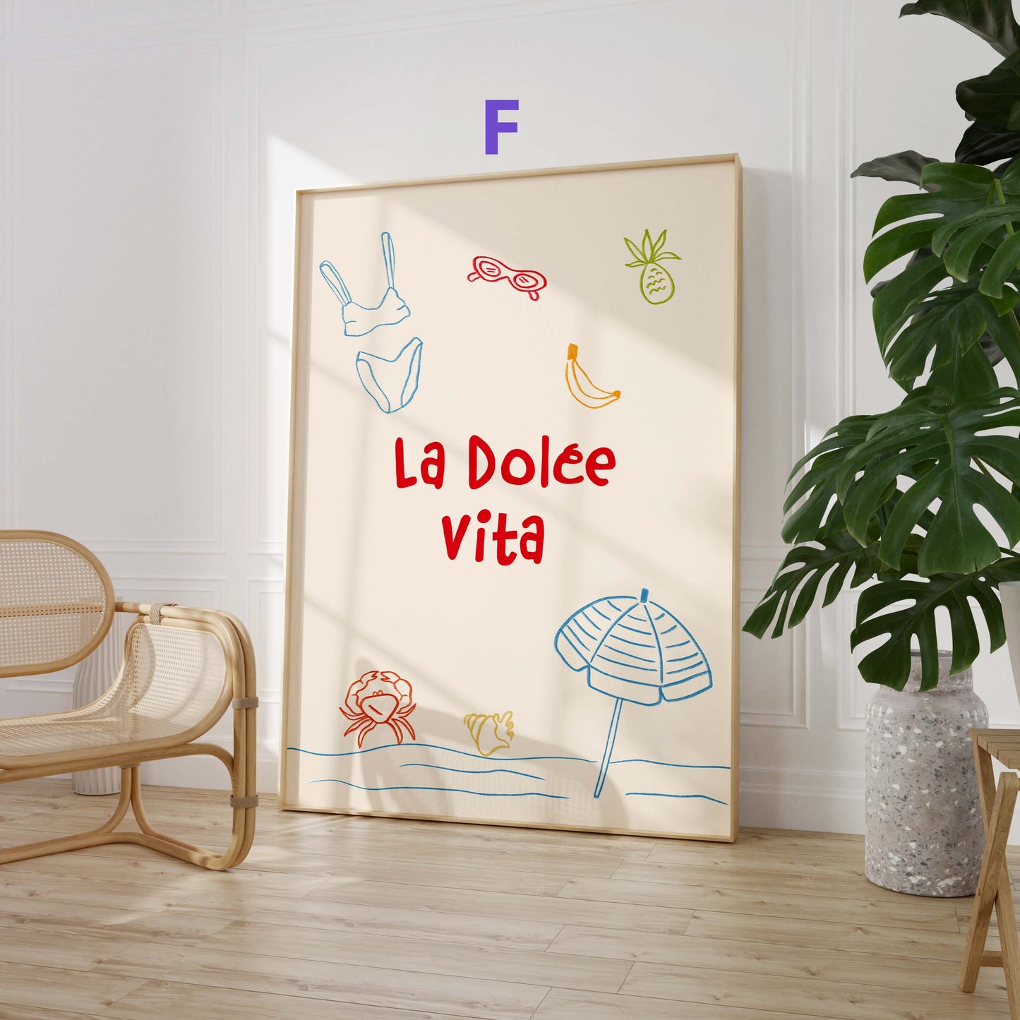 Italian Summer Poster · Geschenkidee · Minimalistisches Mediterranean Style Design · Urban Kunst · Moderne Wanddeko · Print ohne Rahmen
