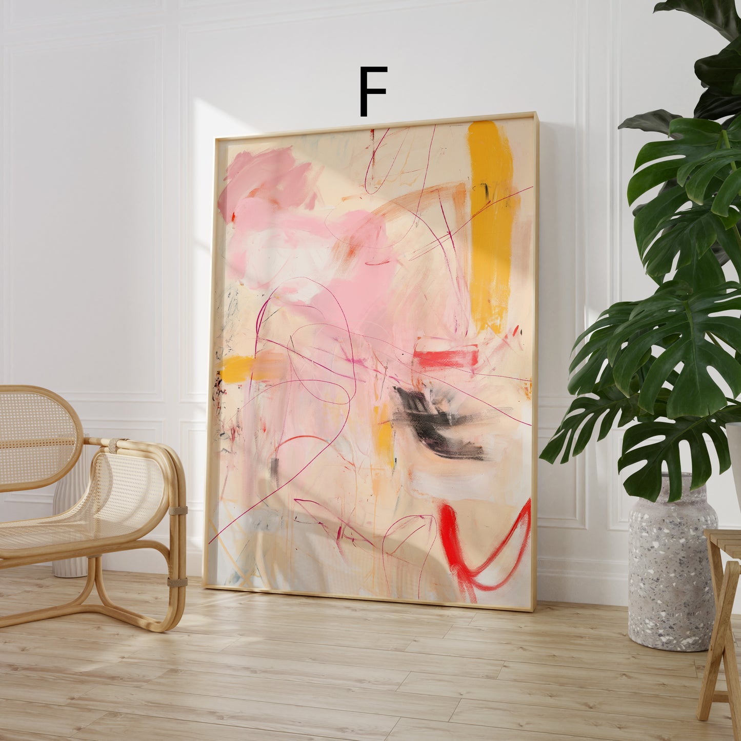 Abstrakte Poster · Wohnidee · Bunte Abstrakte Kunst Moderne Pinselstriche und Geometrische Formen · Dekoprint ohne Rahmen