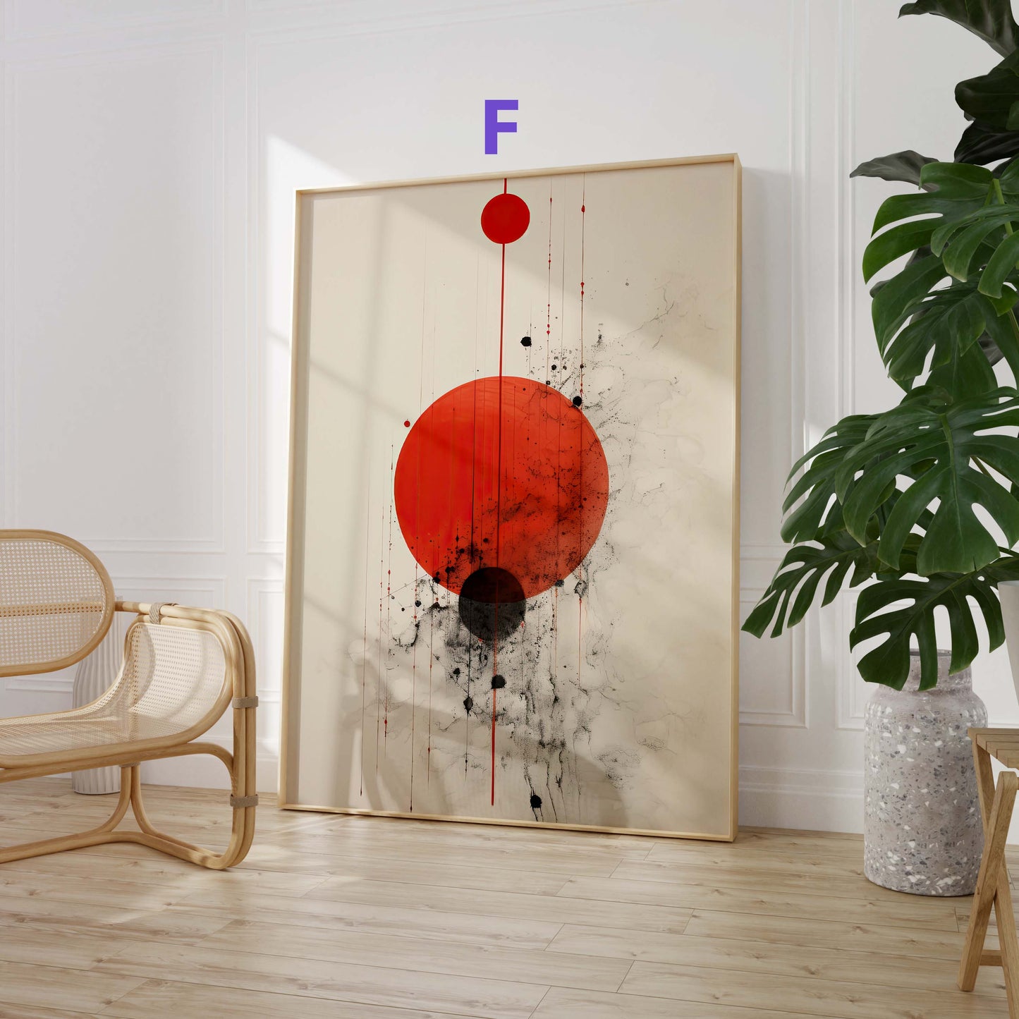 Japan Poster · Geschenkidee · Zen Kalligrafie Fuji Geisha und Lotusblüten · Dekoprint ohne Rahmen