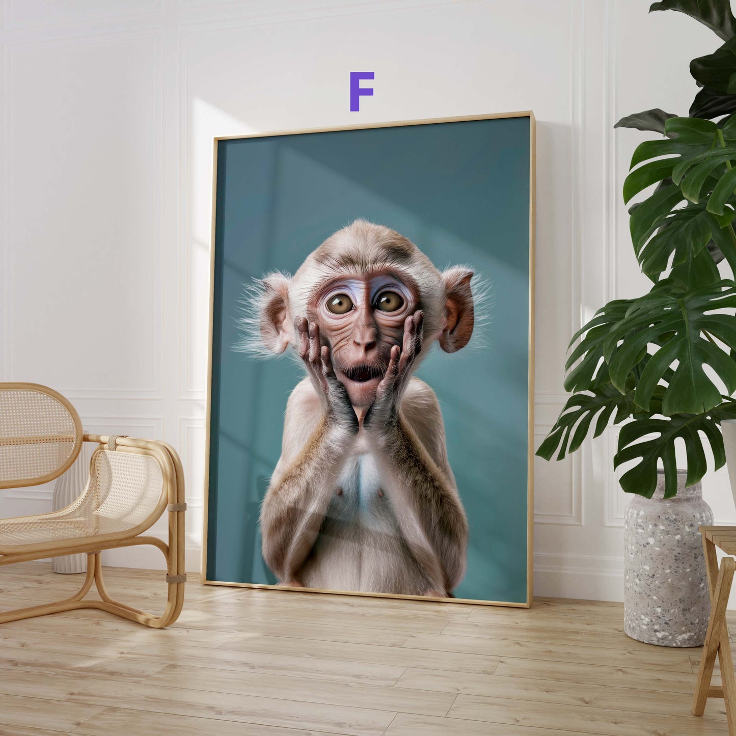 Lustige Affen Poster · Geschenkidee · Schimpansen und Affenbabys · Dekoprint ohne Rahmen