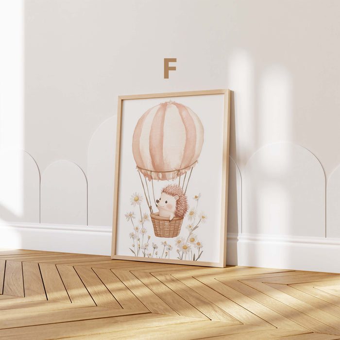 Abenteuer Kinder Poster mit Rakete und Heißluftballon