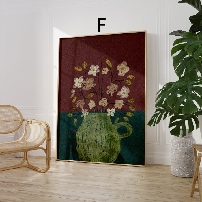 Geschenkidee · Botanische Blumen und Vase Poster Ästhetische Natur und Muster Kunst · Dekoprint ohne Rahmen | JUSTGOODMOOD