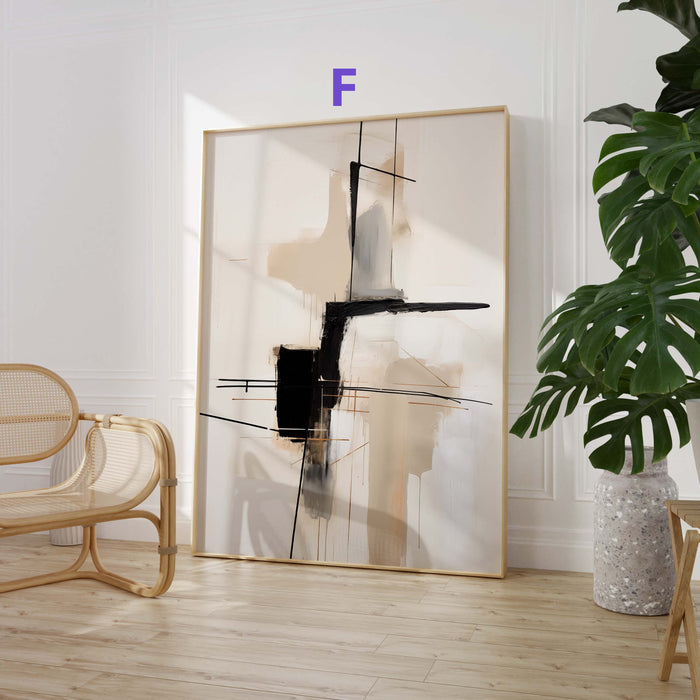 Geometrische Poster in Beige, Schwarz & Grau