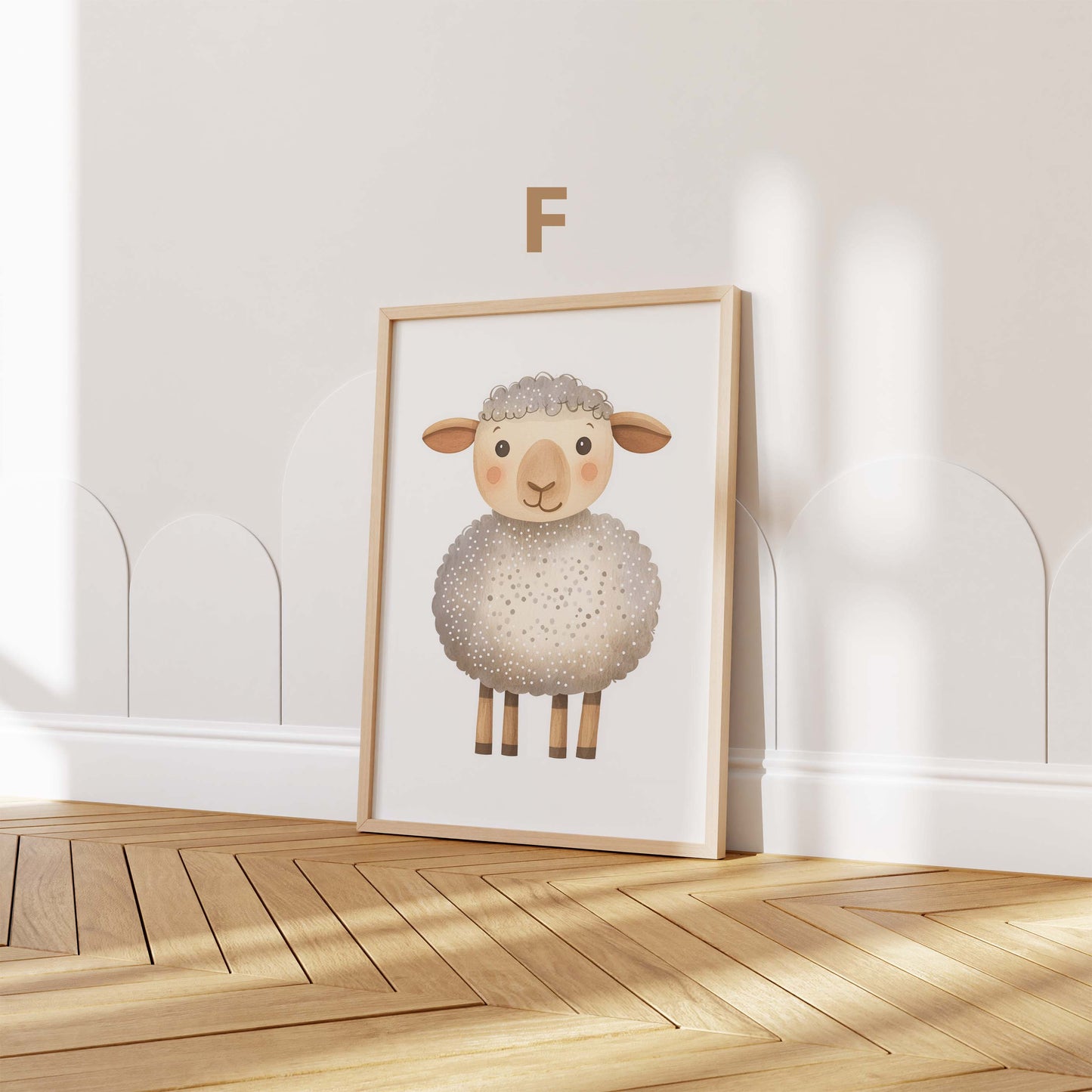 Süße Tiere Poster · Geschenkidee · Kinderillustration mit Bär, Löwe und Schaf · Kinderzimmer Deko · Dekoprint ohne Rahmen