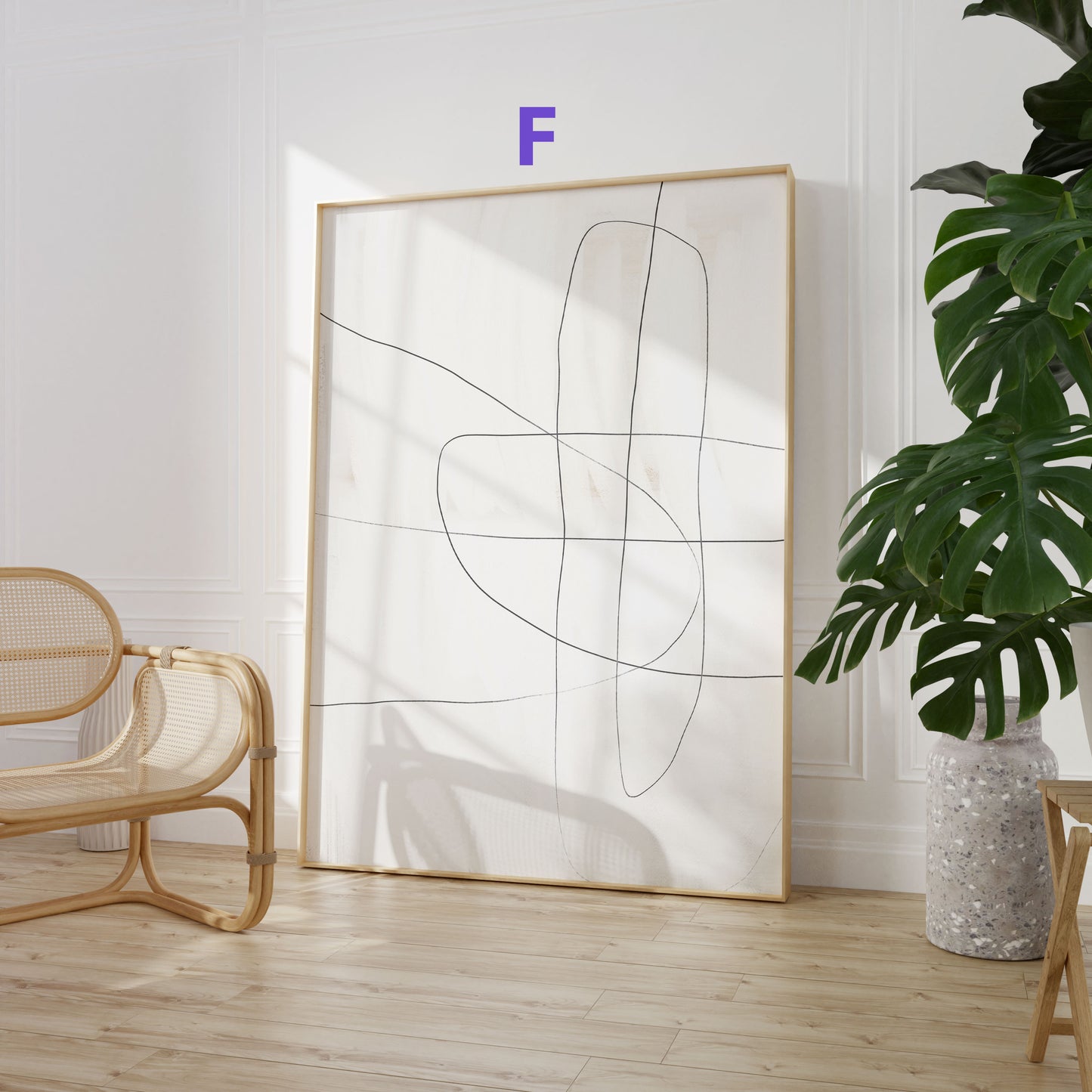 Abstrakte Schwarz Weiß Poster · Geschenkidee · Minimalistische Line Art und geometrische Linien · Dekoprint ohne Rahmen