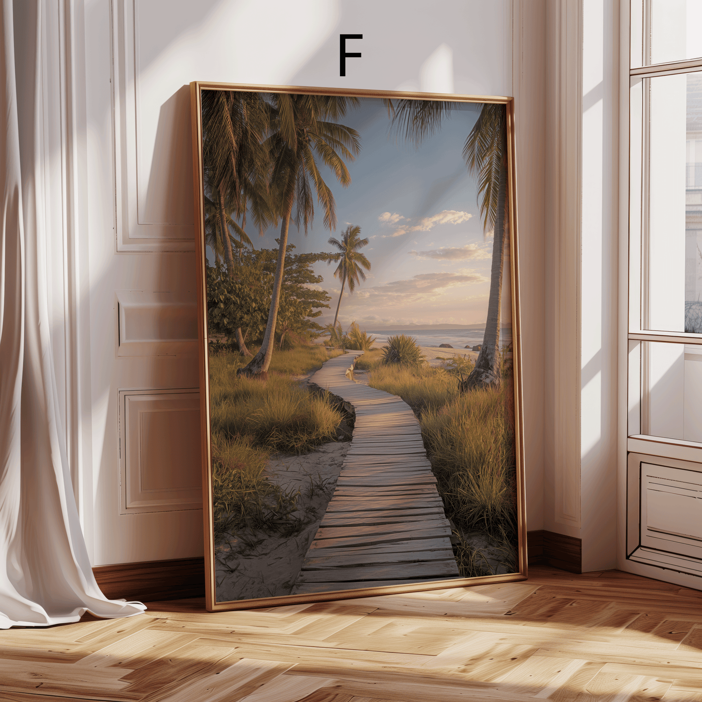 Strand Poster · Geschenkidee · Strand Palmen Muscheln · Dekoprint ohne Rahmen