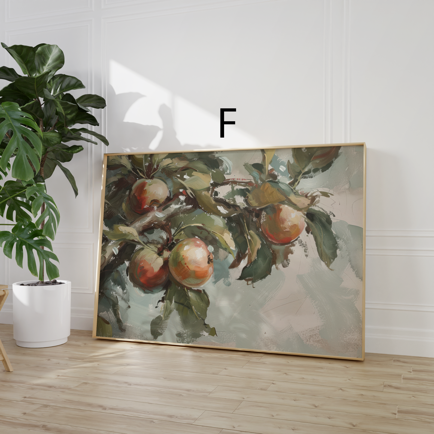 Moderne Natur Poster · Geschenkidee · Pilze Vögel Äpfel Winterlandschaft · Dekoprint ohne Rahmen