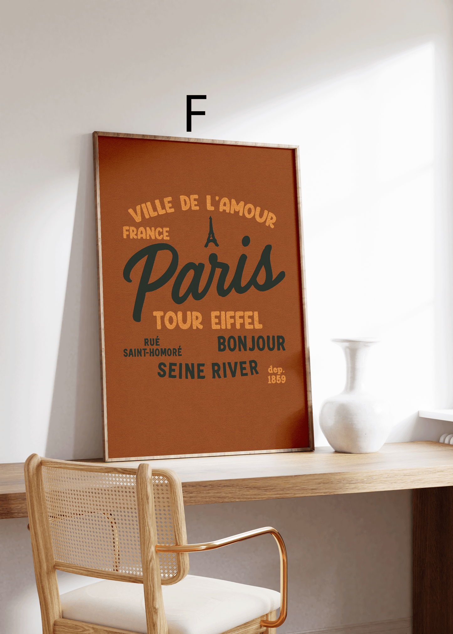 Paris Cafe Poster · Geschenkidee · Paris Typografie & Vintage Illustration · Dekoprint ohne Rahmen