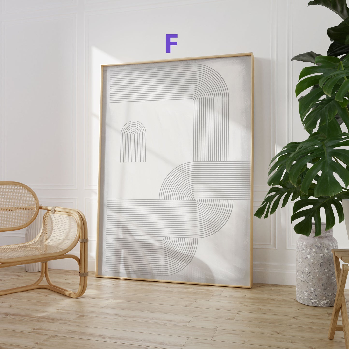 Geometrische Linien Poster · Geschenkidee · Abstrakte minimalistische Bögen in Schwarz, Beige und Grau · Dekoprint ohne Rahmen