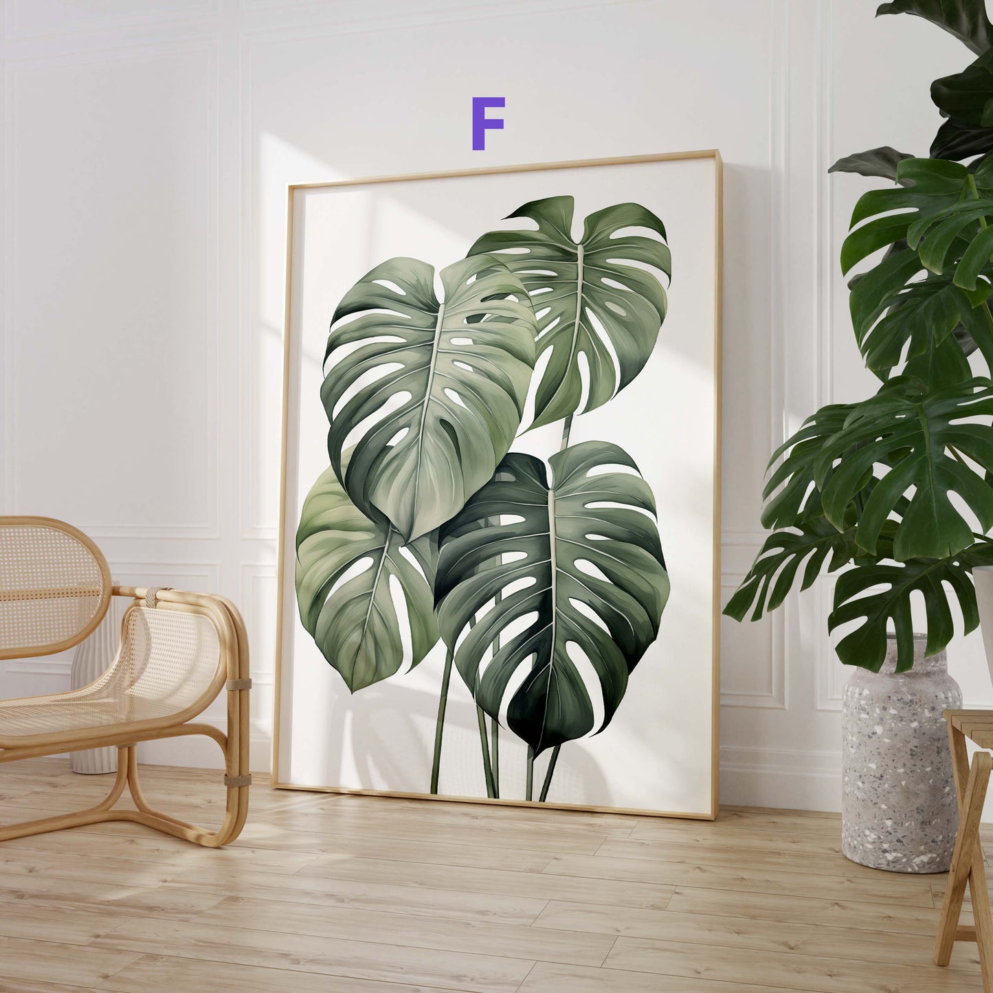Botanik Poster · Geschenkidee · Monstera Kakteen und Tropische Pflanzen · Dekoprint ohne Rahmen