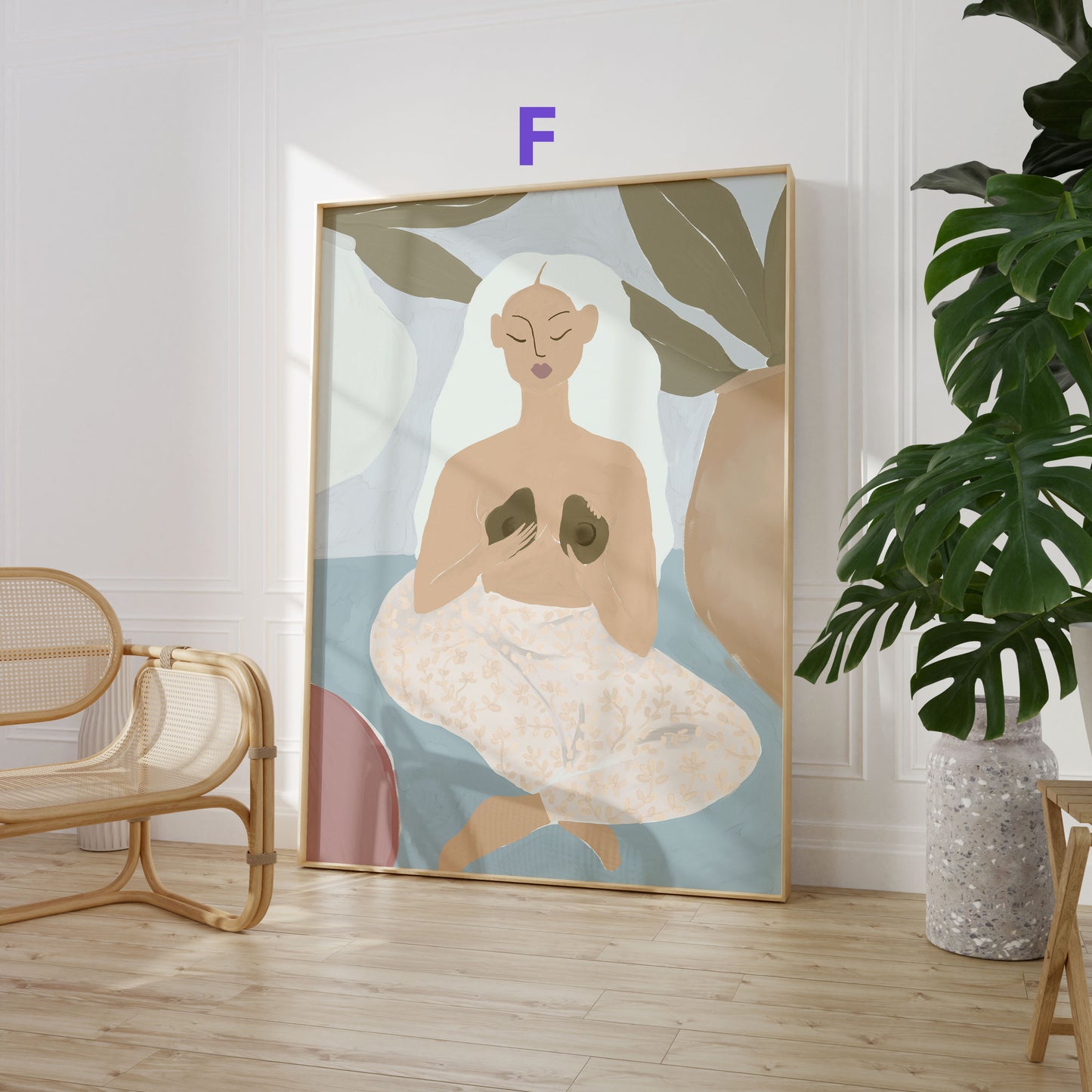 Feminine Porträt Poster · Geschenkidee · Feminine Figuren Körperkunst Maritime Illustrationen · Dekoprint ohne Rahmen