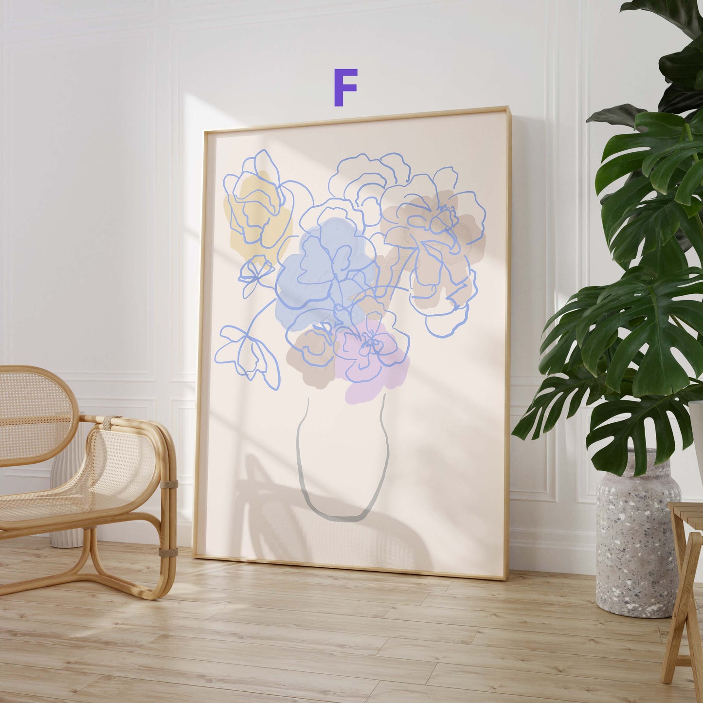 Mediterrane Zitronen Poster · Geschenkidee · Blaue Fliesen, Zitronen und mediterrane Kunst · Dekoprint ohne Rahmen