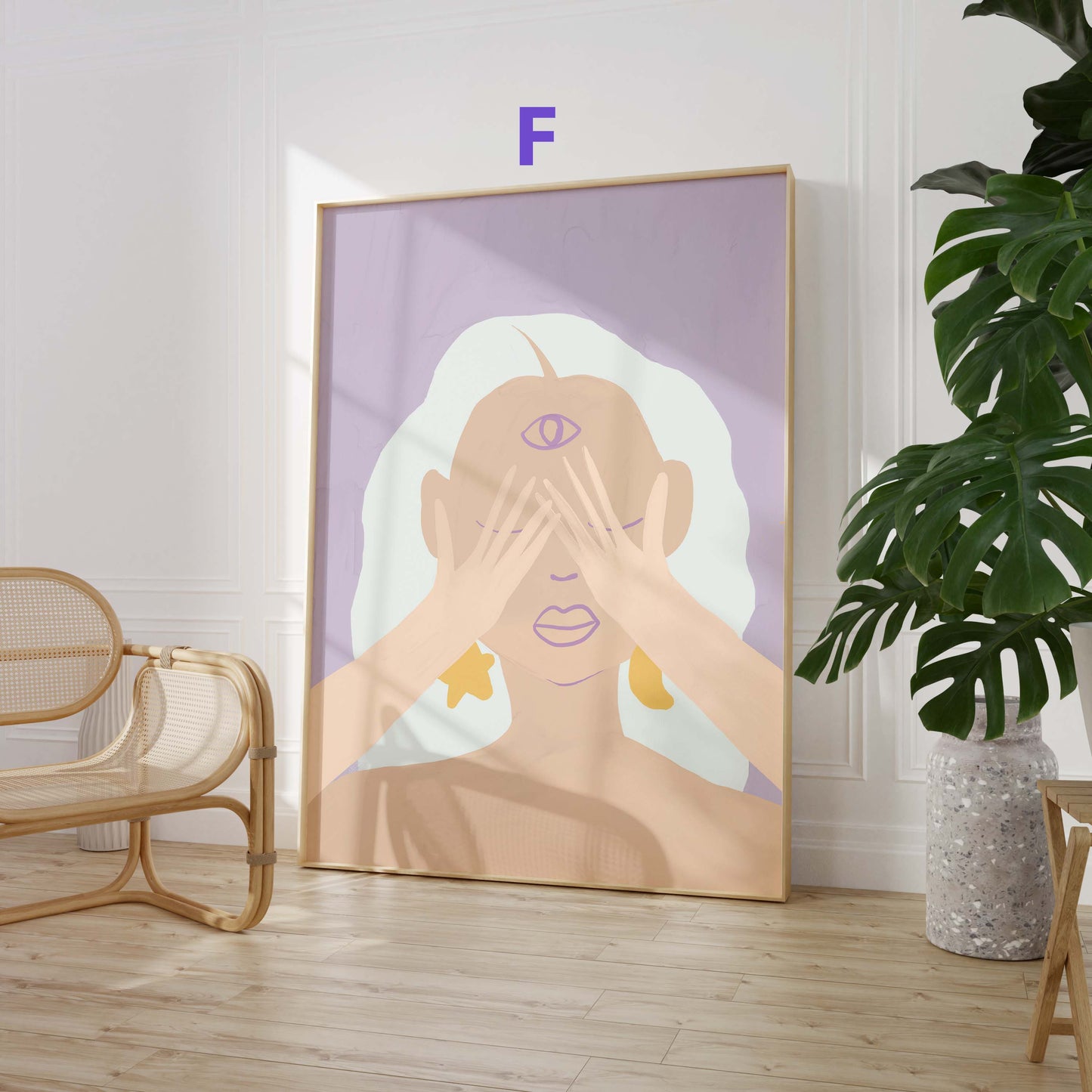 Abstrakte Frauen Kunst Poster · Geschenkidee · Moderne feminine Formen, Blumen und Tauben · Dekoprint ohne Rahmen