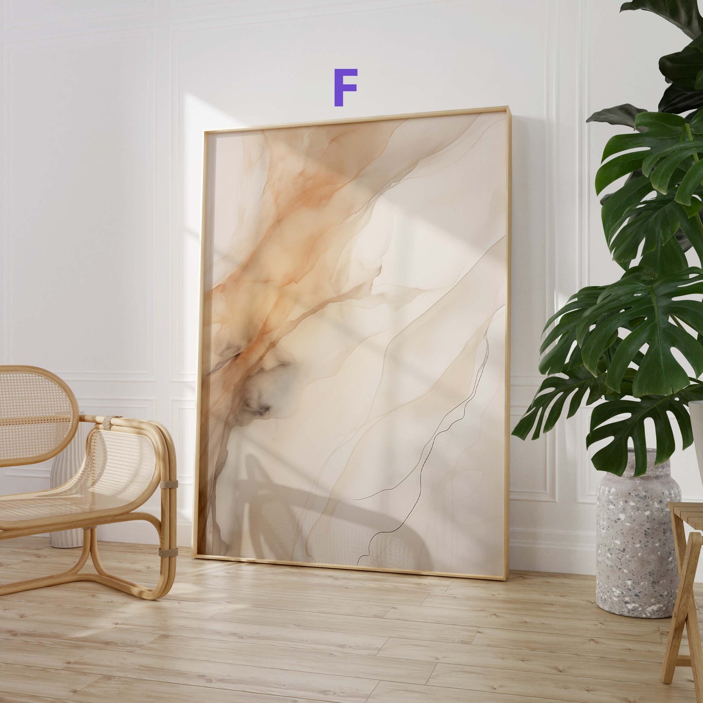 Abstrakte Beige Poster · Geschenkidee · Organische Formen und Moderne Texturkunst in Sanften Naturtönen · Dekoprint ohne Rahmen