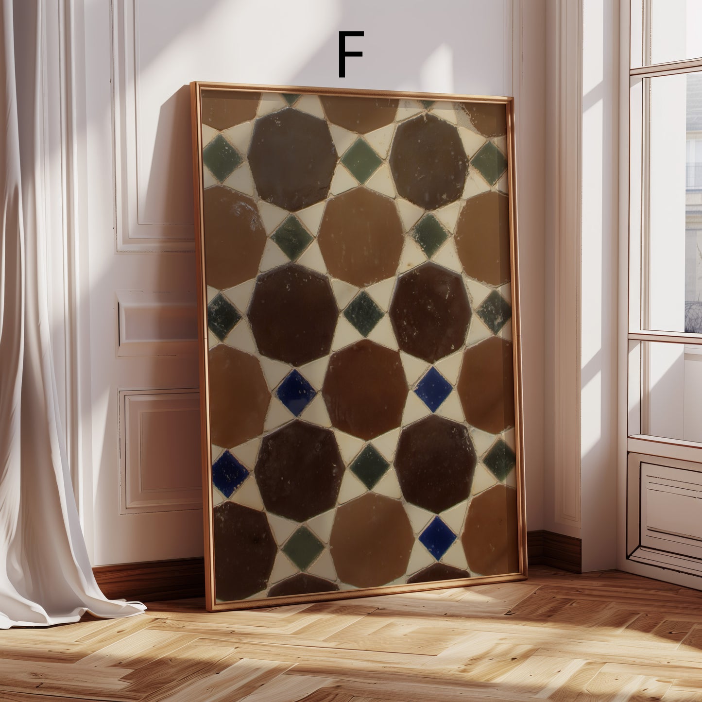 Fliesen Design Poster · Geschenkidee · Mediterrane Fliesen Retro-Muster Abstrakte Texturen · Dekoprint ohne Rahmen